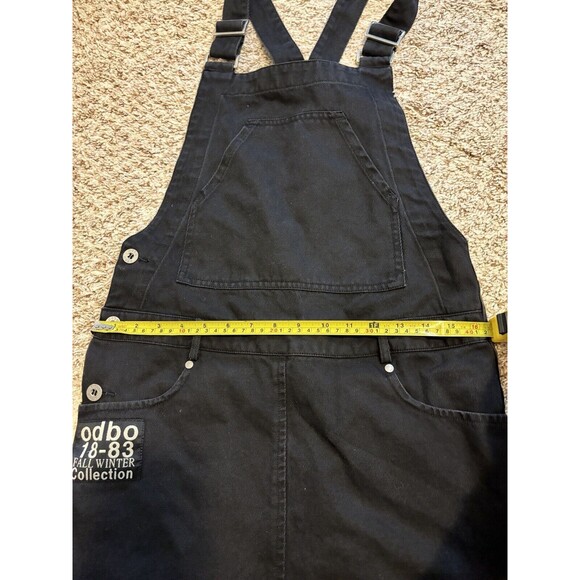 ODBO Skirtall‎ Black Denim Pinafore Bib Overall Mini Jumper Androgen Emo Sz S - Picture 8 of 11